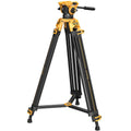 Yellow and black video tripod with fluid head and folding legs, heavy-duty style