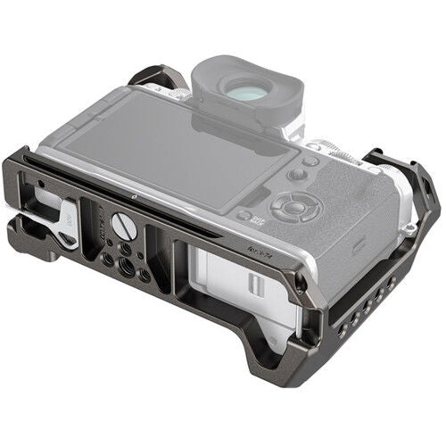 Camera cage for Fujifilm X-T4 with top cold-shoe plate and side cutouts (gray/black)