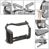 Fujifilm X-T4 camera cage shown with multiple mounting points and anti-twist screws