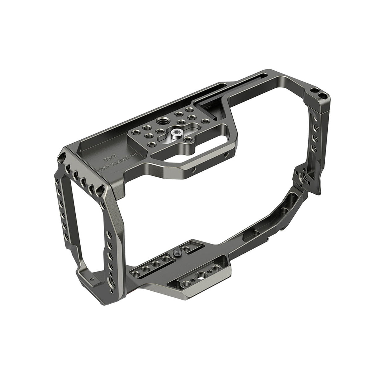 Camera cage frame with top mounting holes and side brackets for Blackmagic Cinema Camera