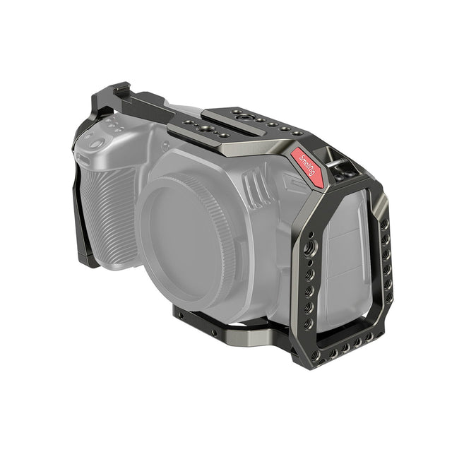 Full camera cage for Blackmagic Cinema Camera 4K/6K, side view with mounting plate