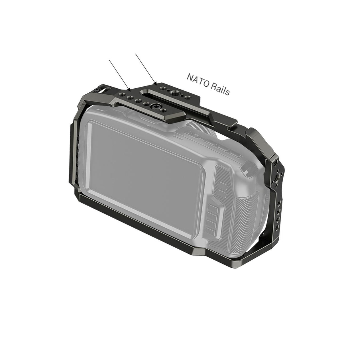 Full camera cage with NATO rails on top for Blackmagic Cinema Camera 4K/6K