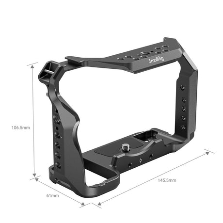 Camera cage frame with threaded top plate and side mounting openings