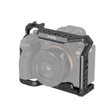 Full camera cage for Sony A1, black metal frame with mounting holes
