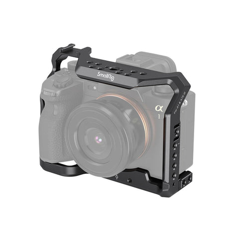 Full camera cage for Sony A1, black metal frame with mounting holes