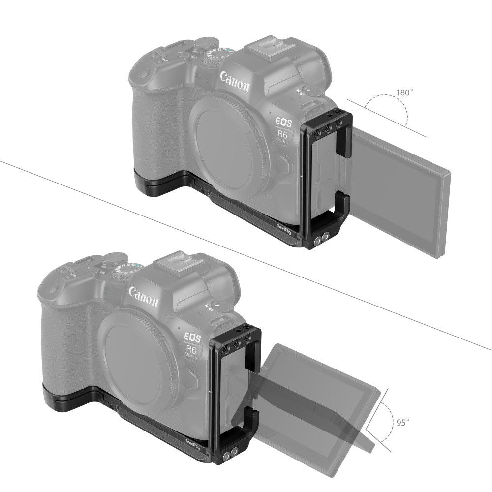 SmallRig L-bracket on Canon EOS R6 Mark II with 180°/95° screen support