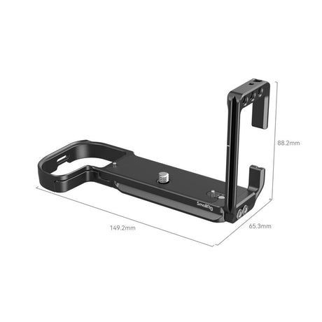 Black SmallRig L-bracket with vertical plate, screw hole and grip slot