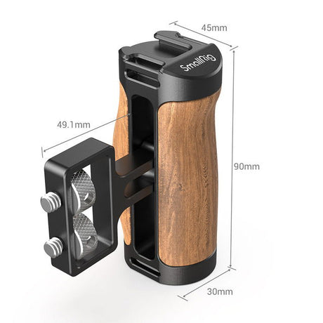 Wood mini side handle dimensions: 90mm height, 45mm top width