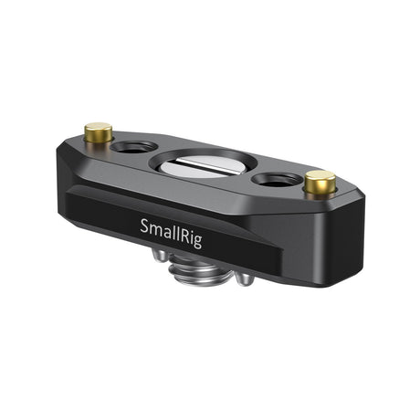 48mm NATO rail locating block with threaded holes and gold locating screws, black