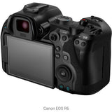 Canon EOS R6 with protective screen film covering the LCD display