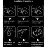 Installation guide steps for applying the screen protector to the camera display