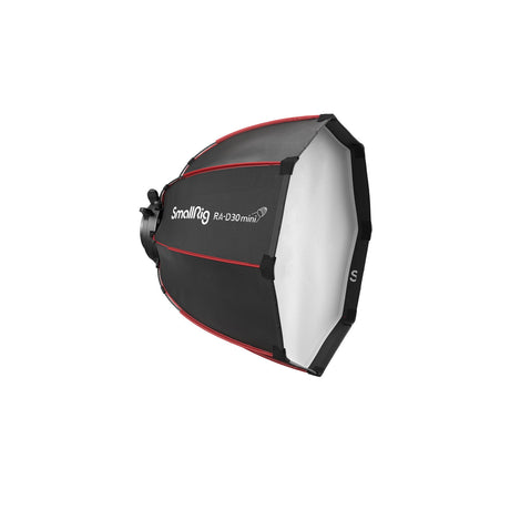 RA-D30 mini parabolic softbox open view, black shell with white inner diffuser panel