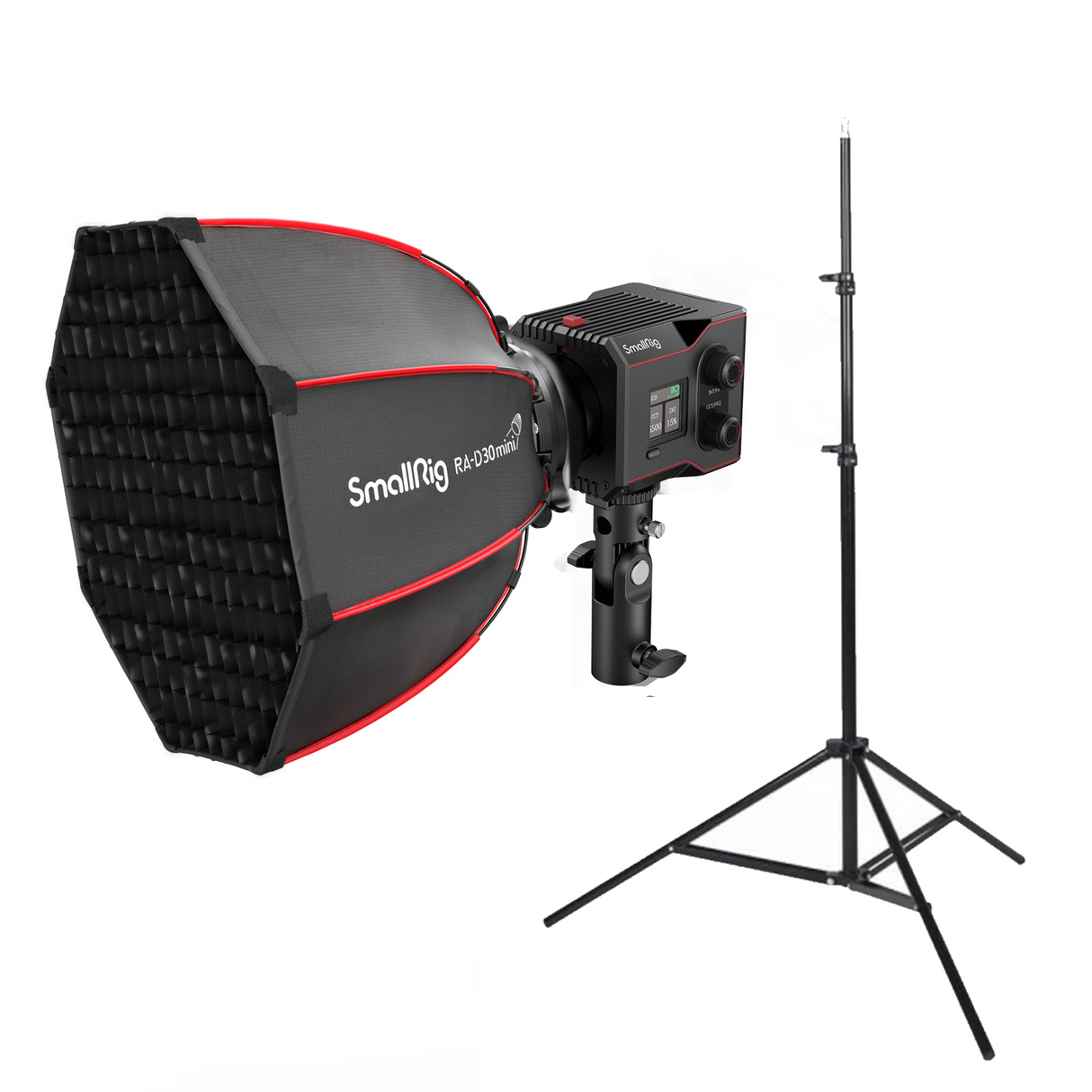 Bi-color LED video light with softbox reflector and tripod stand, 2700-6500K