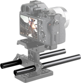 Camera cage with dual 20 cm rods and mounting bracket