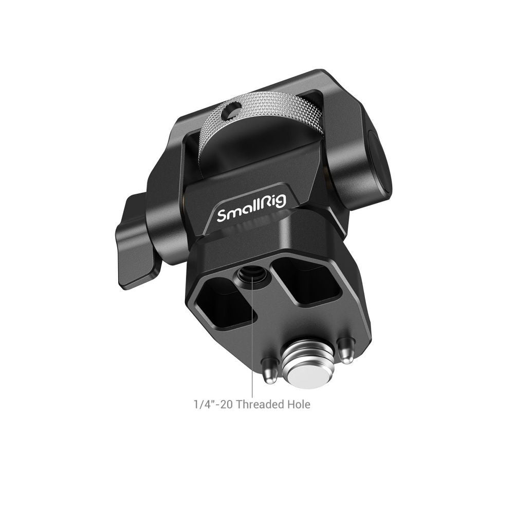 Pivoting ARRI mount support with 1/4-20 threaded hole, black metal