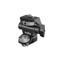 Pivoting ARRI mount support, black metal with textured thumb wheel and screws
