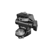 Pivoting ARRI mount support, black metal with textured thumb wheel and screws