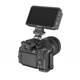 Pivoting camera top mount with clamp, black metal and textured adjustment knob