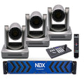 PTZ streaming cameras with NDX base and keypad remote, three-unit set