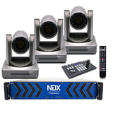 PTZ streaming cameras with NDX base and keypad remote, three-unit set