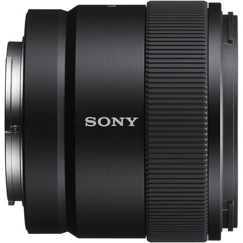 Sony 11mm f/1.8 E-mount lens, rear mount side with ribbed ring detail, black