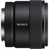 Sony 11mm f/1.8 E-mount lens, rear mount side with ribbed ring detail, black