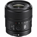 15mm f/1.4 G E-mount lens with ridged barrel and aperture/focus markings on black body