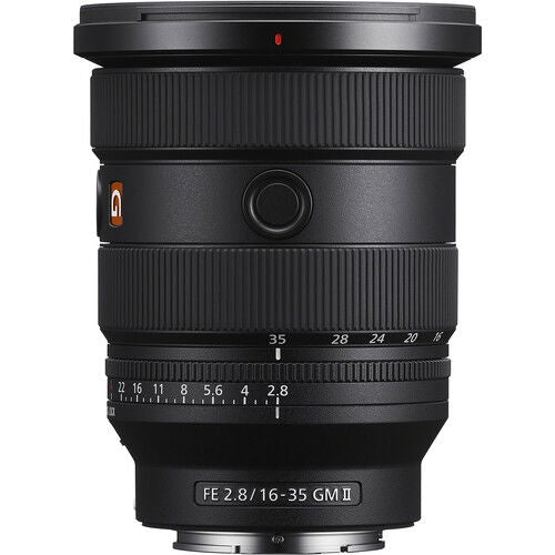 16-35mm f/2.8 GM II lens, zoom/focus scale and IRIS LOCK section