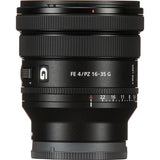 FE 16-35mm f/4 PZ G zoom lens, front markings with depth scale window
