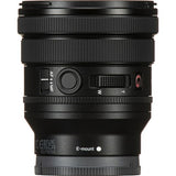 FE 16-35mm f/4 PZ G lens, rear E-mount area with lock switch and ports