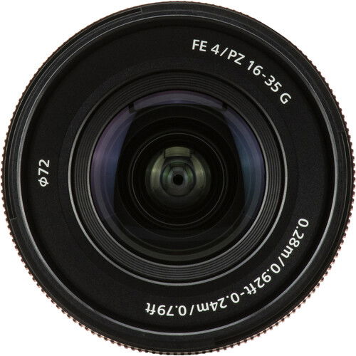 FE 16-35mm f/4 PZ G lens, front glass element with lens ring numbers