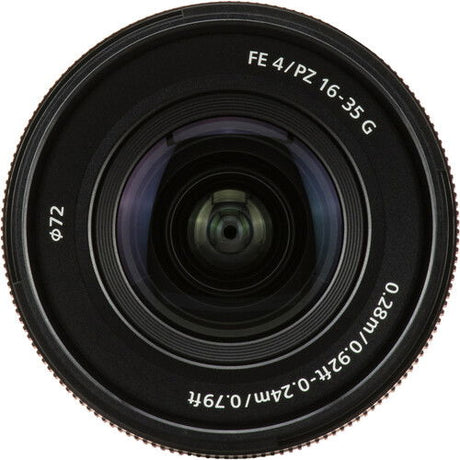 FE 16-35mm f/4 PZ G lens, front glass element with lens ring numbers