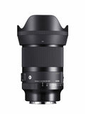 Black 35mm f/1.4 lens for mirrorless, front element and grip ring detail