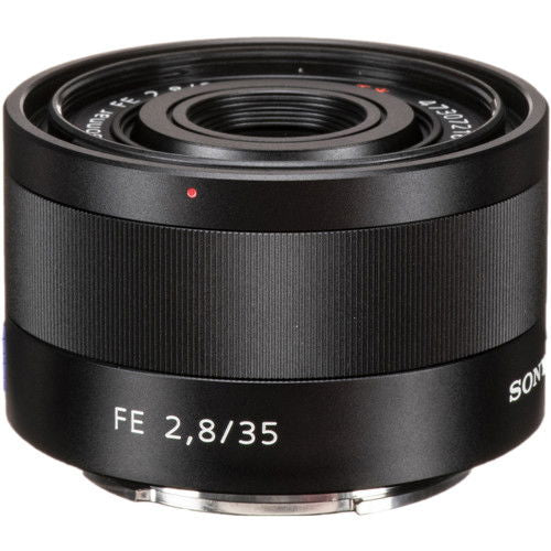 FE 2.8/35 E-mount lens, black barrel with red alignment mark