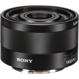 35mm lens rear view with textured black body and engraved branding