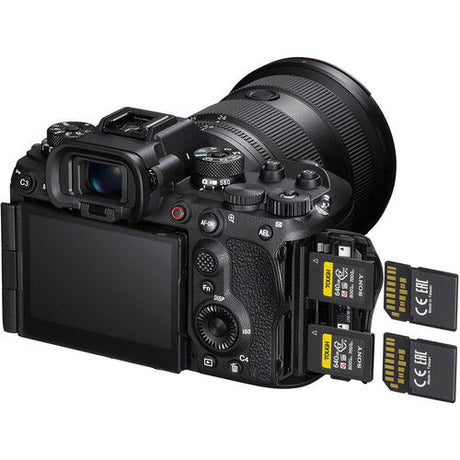 Alpha A1 II with lens, LCD screen, and two battery packs