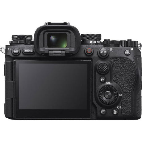 Alpha A9 III mirrorless camera body, back view with LCD screen and control dial