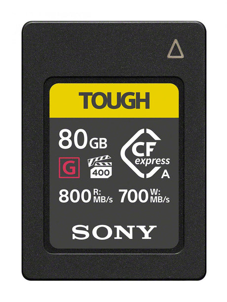 CFexpress Type A 80GB Sony TOUGH memory card with G logo and CFexpress A marking