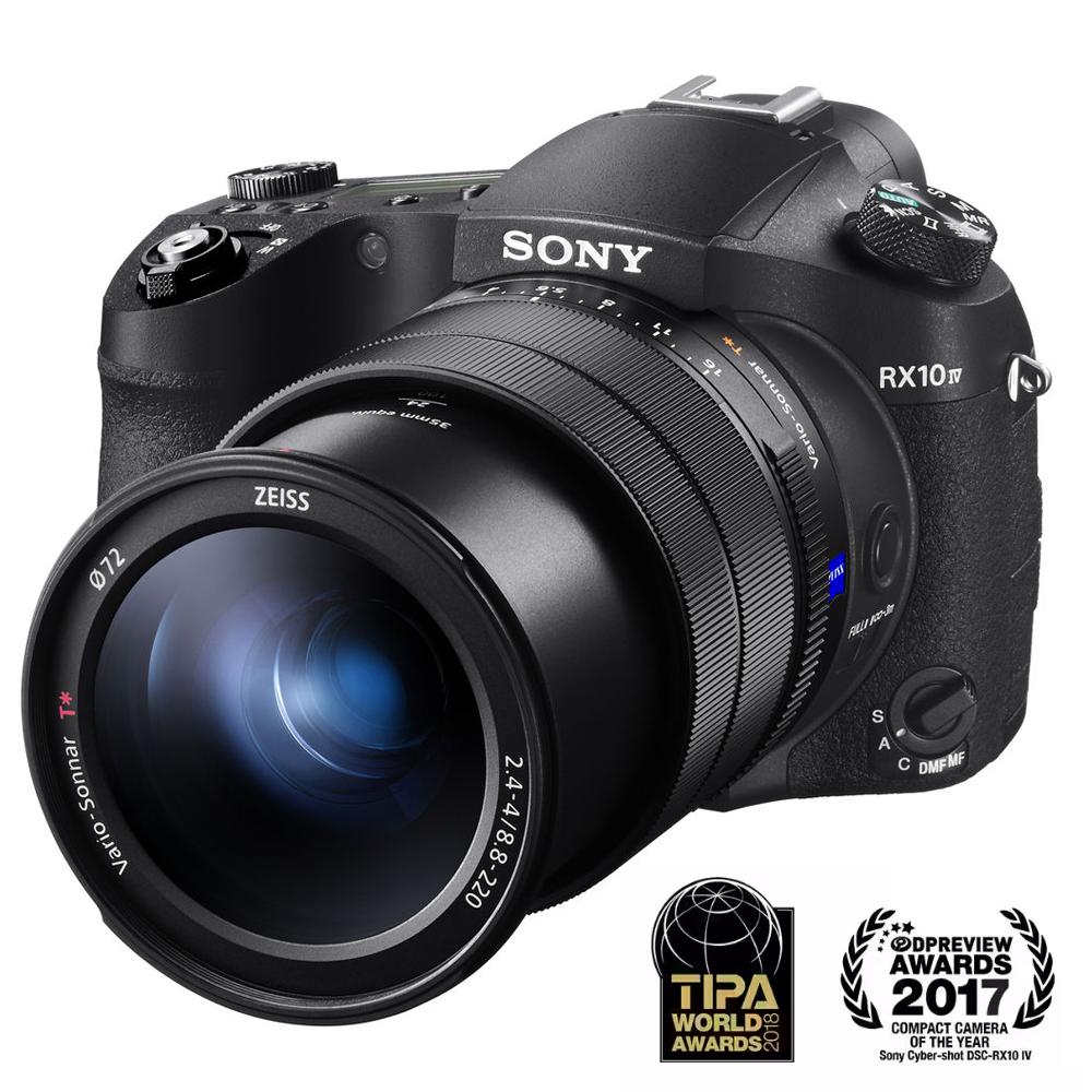 Sony RX10 IV compact digital camera with large zoom lens, front view