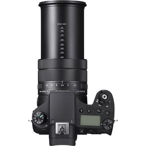 RX10 IV camera with long telephoto-style lens, side/back controls visible