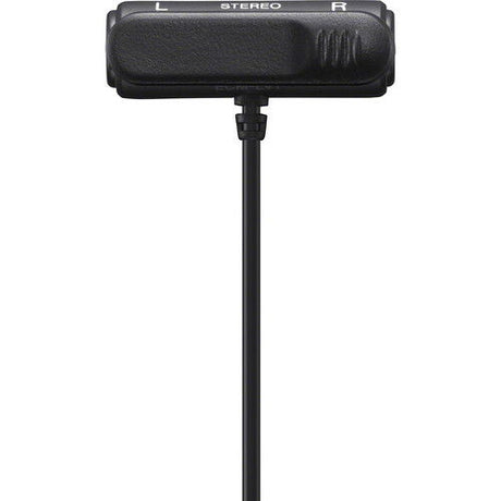 Stereo wired lavalier microphone capsule with L/R markings and cable