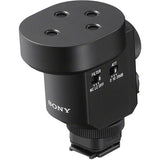 Digital shotgun microphone with gray windscreen and black side control section