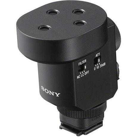 Microfon tip puşcă Sony cu cap rotund perforat și carcasă neagră