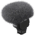 ECM-M1 digital shotgun microphone with gray foam windscreen and black mount