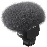 ECM-M1 digital shotgun microphone with gray foam windscreen and black mount