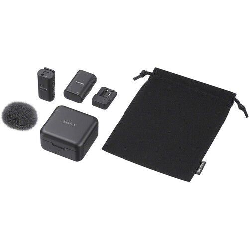 Set microfon wireless lavalieră Sony cu piese și husă textilă