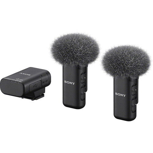 Sistem de microfon lavalieră wireless dublu Sony, două microfoane și receptor