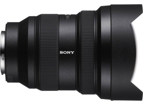 12-24mm f/2.8 GM lens side showing “SONY” logo and ribbed zoom barrel