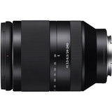 Side view of black 24-240mm F3.5-6.3 zoom lens with focus/zoom scale rings