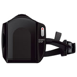 Black camcorder side view with Start/Stop button and wrist strap